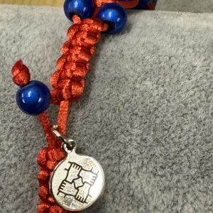 Handmade Bracelet Red with Blue Beads